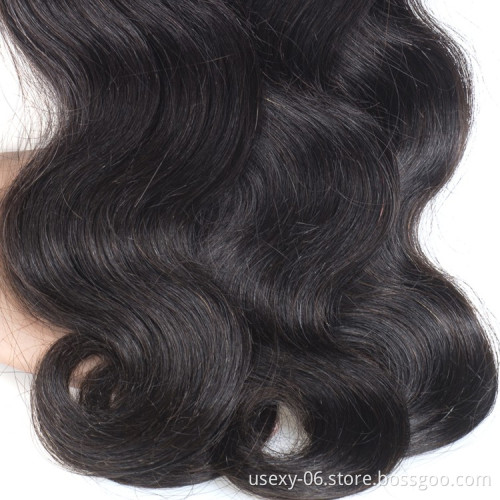 Usexy Wholesale Brazilian Hair Bundles Body Wave Human Hair Weave Bundles With Swiss Lace Frontal